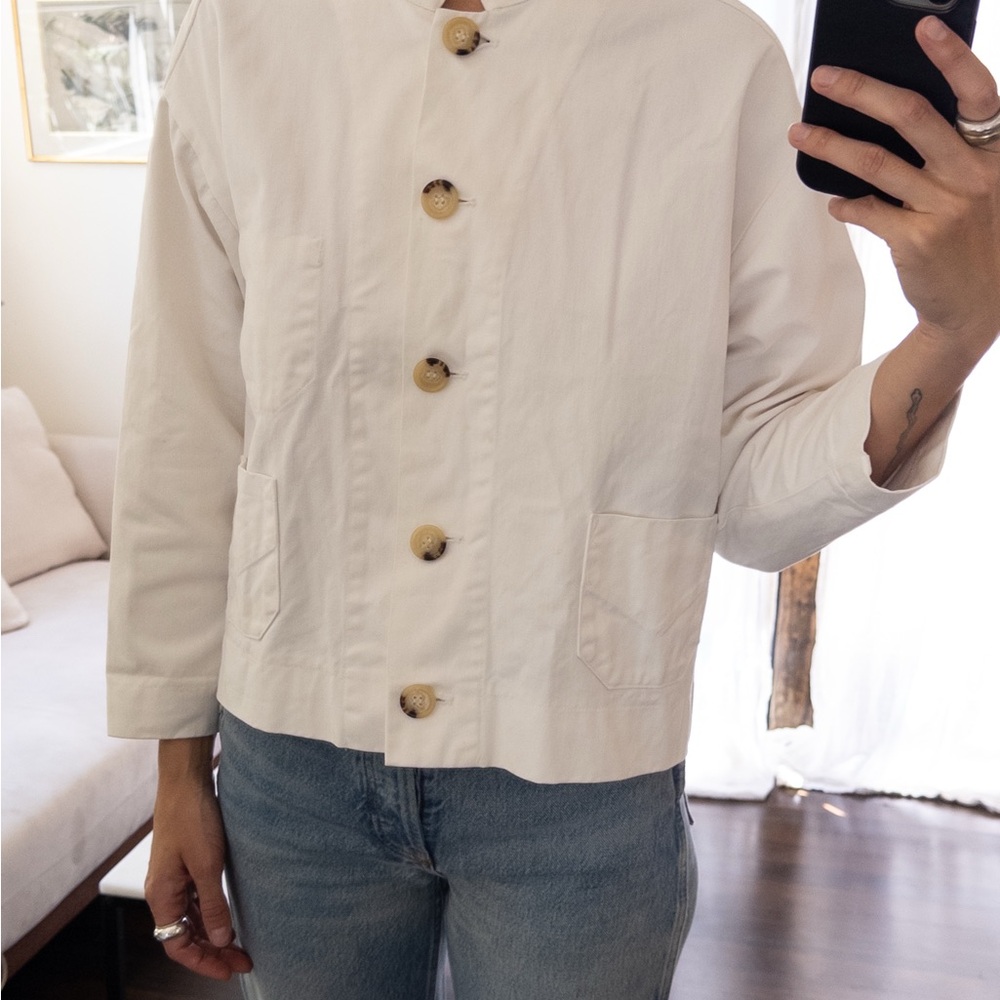 Women's Cream Button Up Denim Jacket